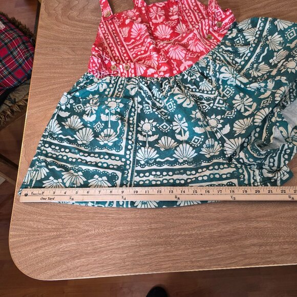 Free People Red Palm Bay Printed Shortalls Multicolor Floral Print Pockets Large - Picture 16 of 16